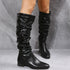 Long Boots White Cowboy Boots Women Pointed Toe Shoes - ROUTINE FASHION